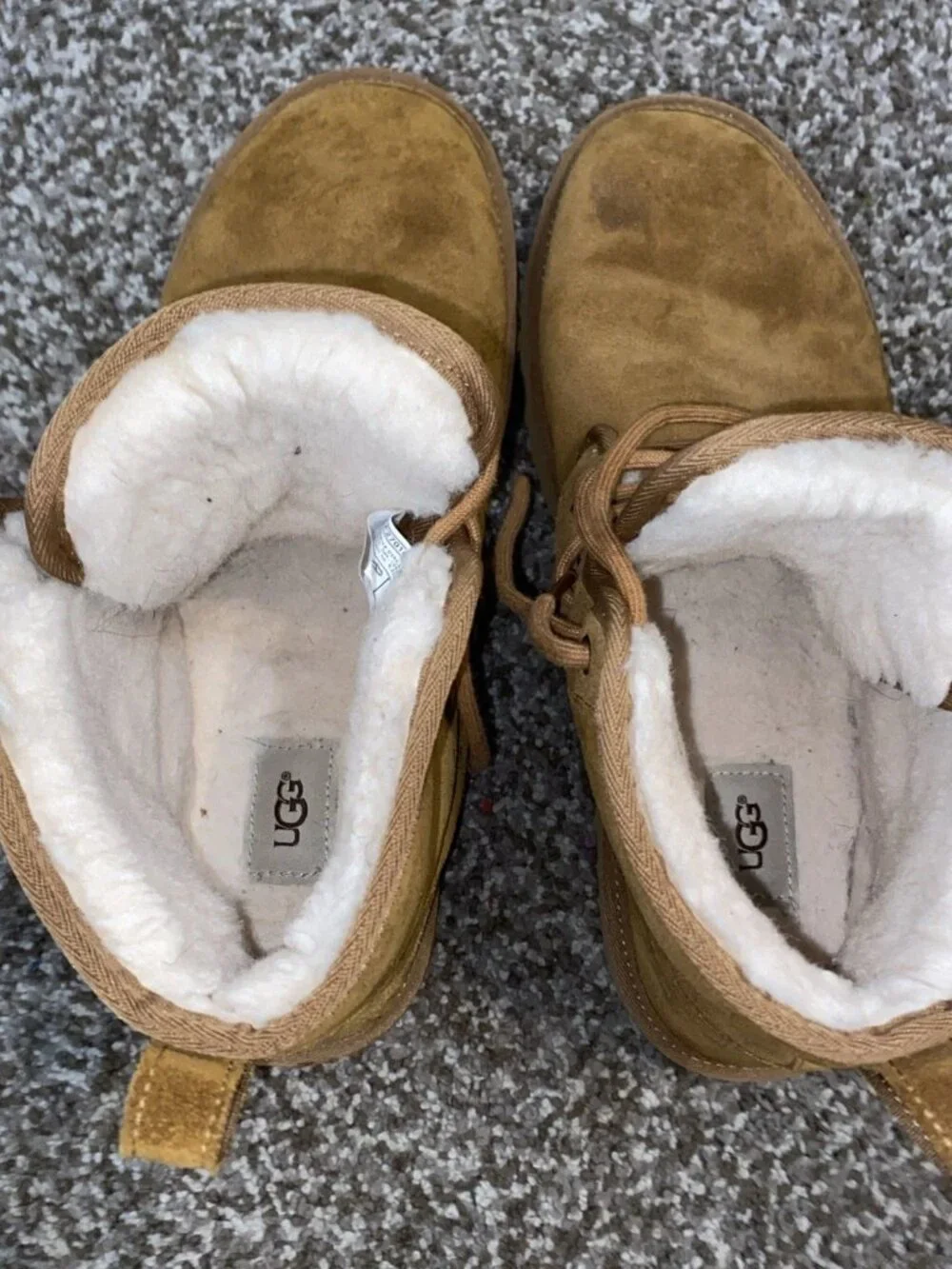 UGG Neumel Chestnut Suede Sheepskin Lined Chukka Boots Mens 13 EUC